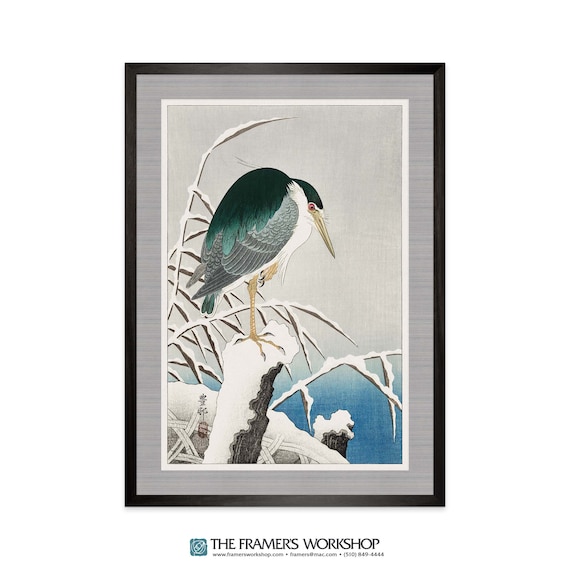 Heron in snow by ohara koson