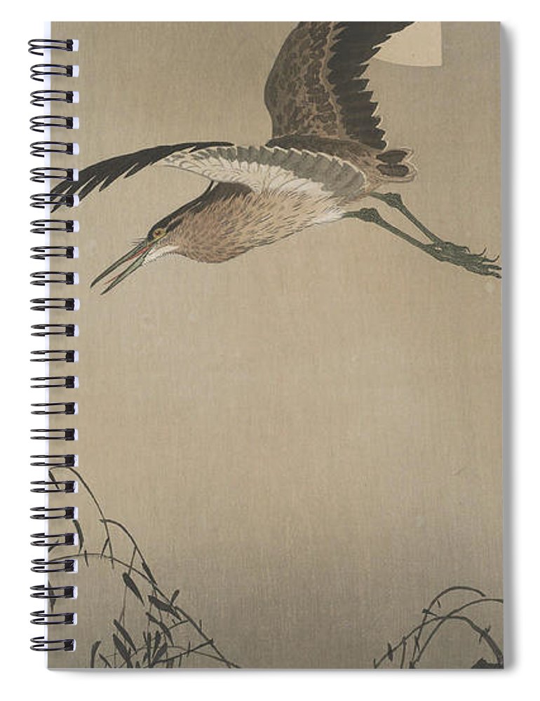 Night heron in flight spiral notebook by ohara koson