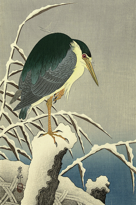 Heron in snow jigsaw puzzle by ohara koson