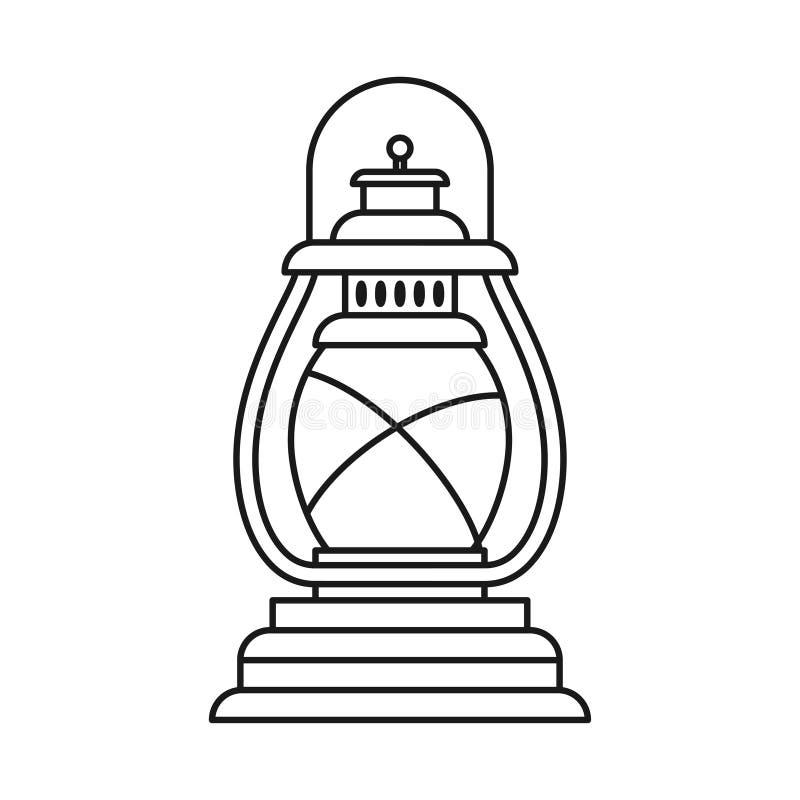 Line art black and white oil lantern stock vector