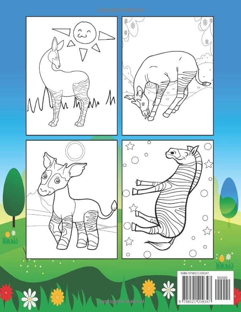 Okapi coloring book gorgeous and unique stress relief and relaxation okapi and zebra coloring pages for kids daniel willa books