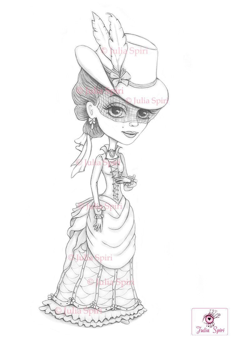 Victorian coloring page digital stamp dig vintage girl old dress â the art of julia spiri