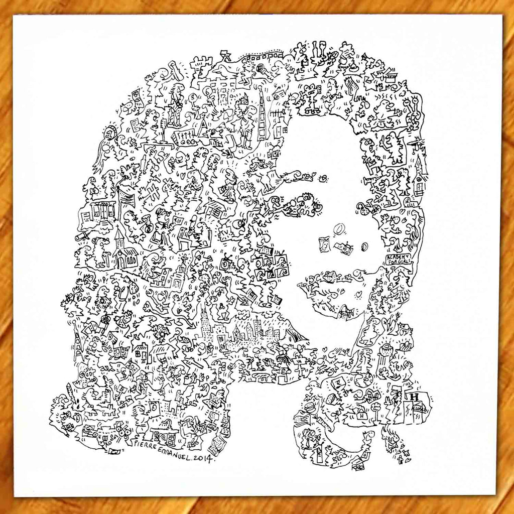 Oprah winfrey art print ink drawing with doodles inside â