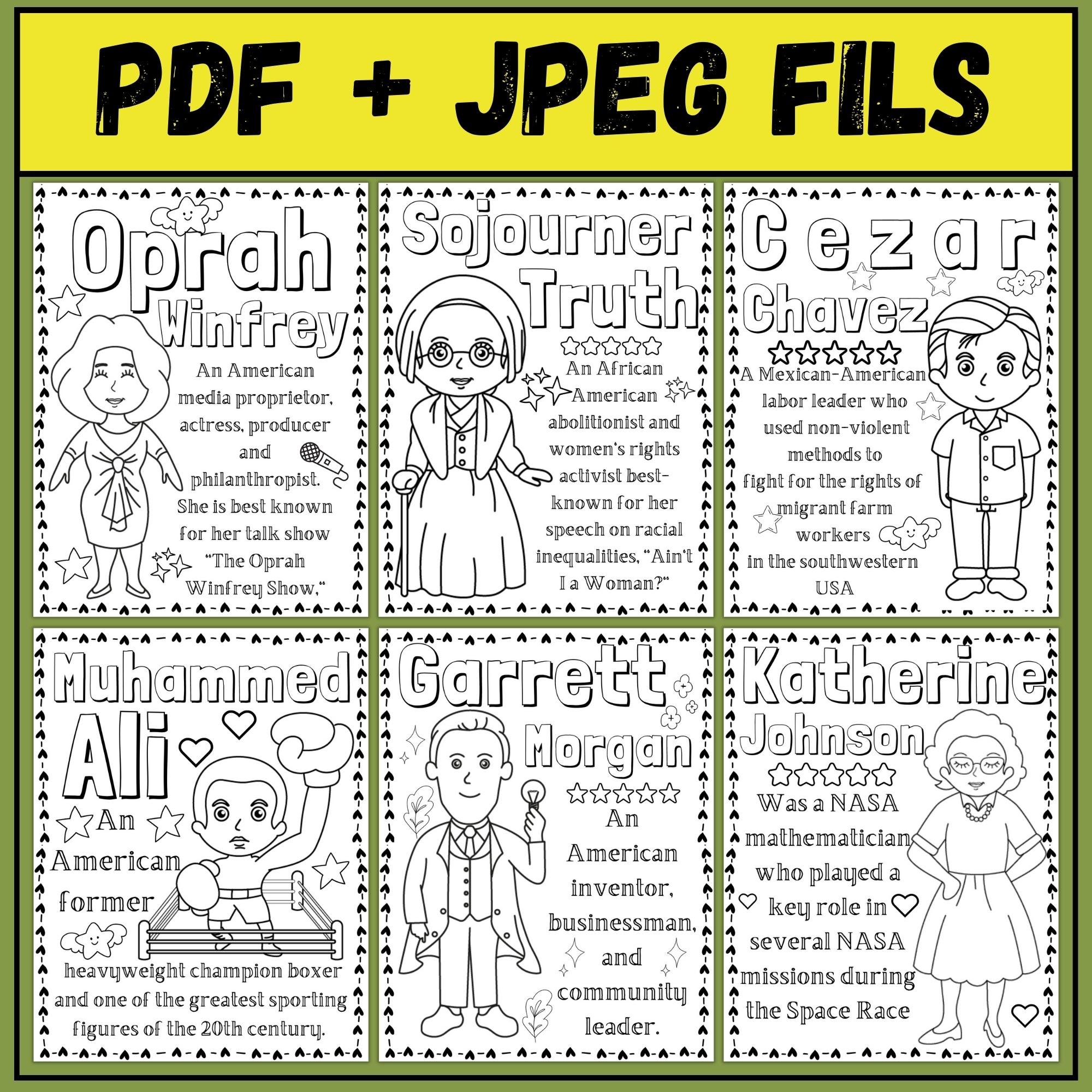 African american black history month coloring pages famous faces in bhm dollardeal made by teachers