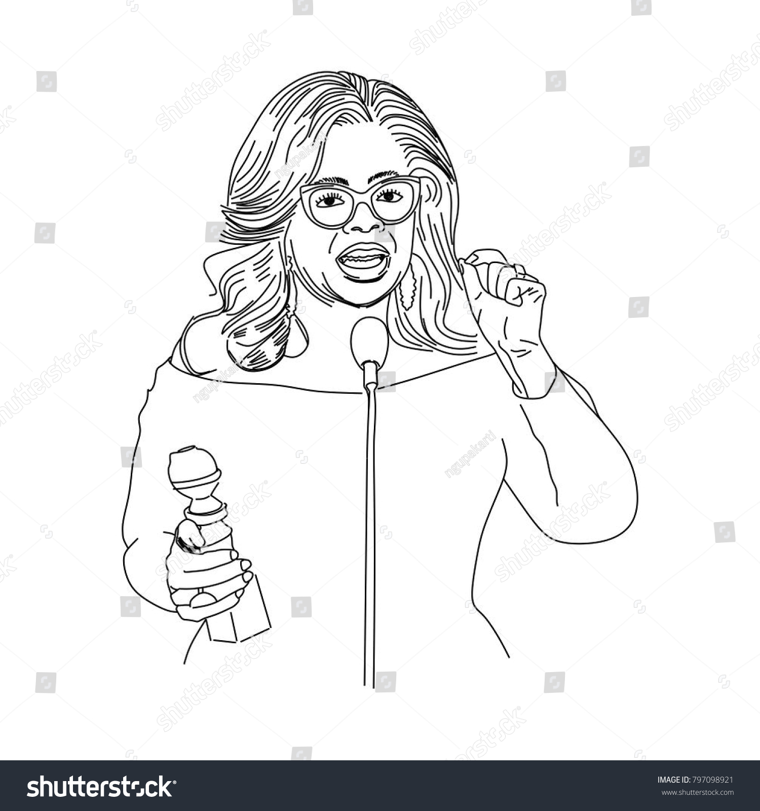 January oprah winfrey golden vector de stock libre de regalãas