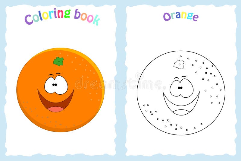 Coloring book page for children with colorful orange and sketc stock vector