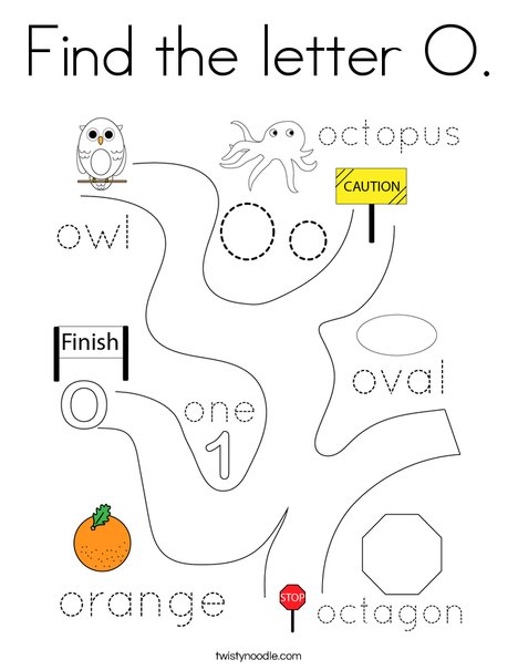 Find the letter o coloring page