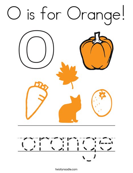 O is for orange coloring page