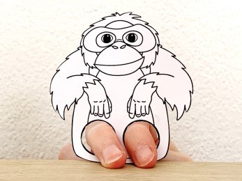 Orangutan finger puppet printable coloring
