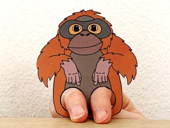 Orangutan finger puppet printable template