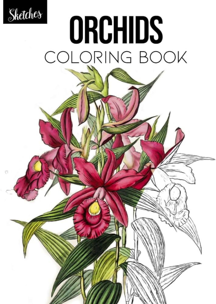Orchids coloring book coloring book for adults featuring flowers vases bunches and a variety of flower designs adult coloring books antonio antonio books