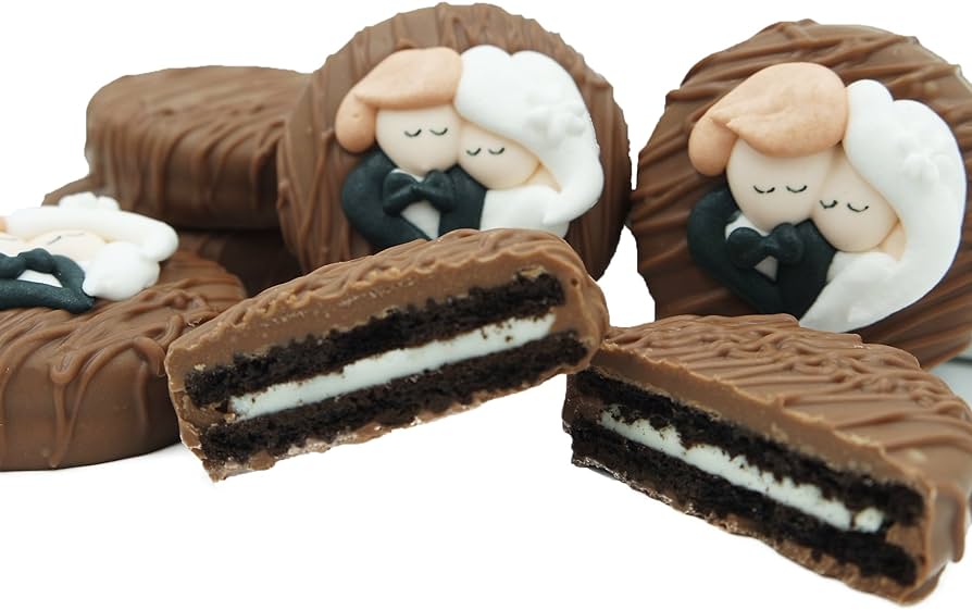 Philadelphia candies milk chocolate covered oreo cookies bride and groom wedding heart gift net wt oz grocery gourmet food