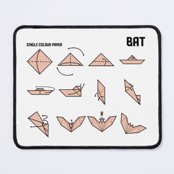 Origami bat instructions in orange art board print for sale by printstopstudio