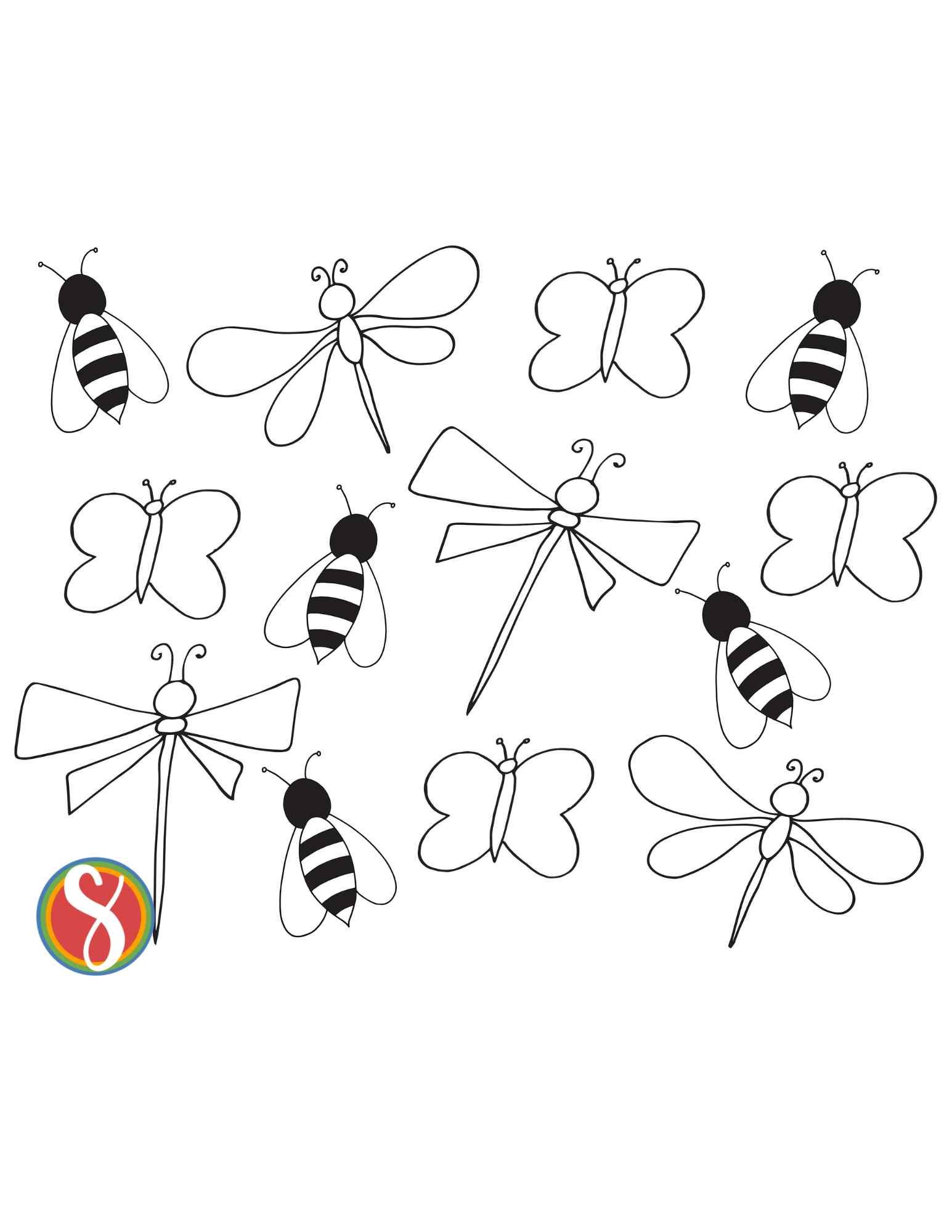 Free bee coloring pages â stevie doodles