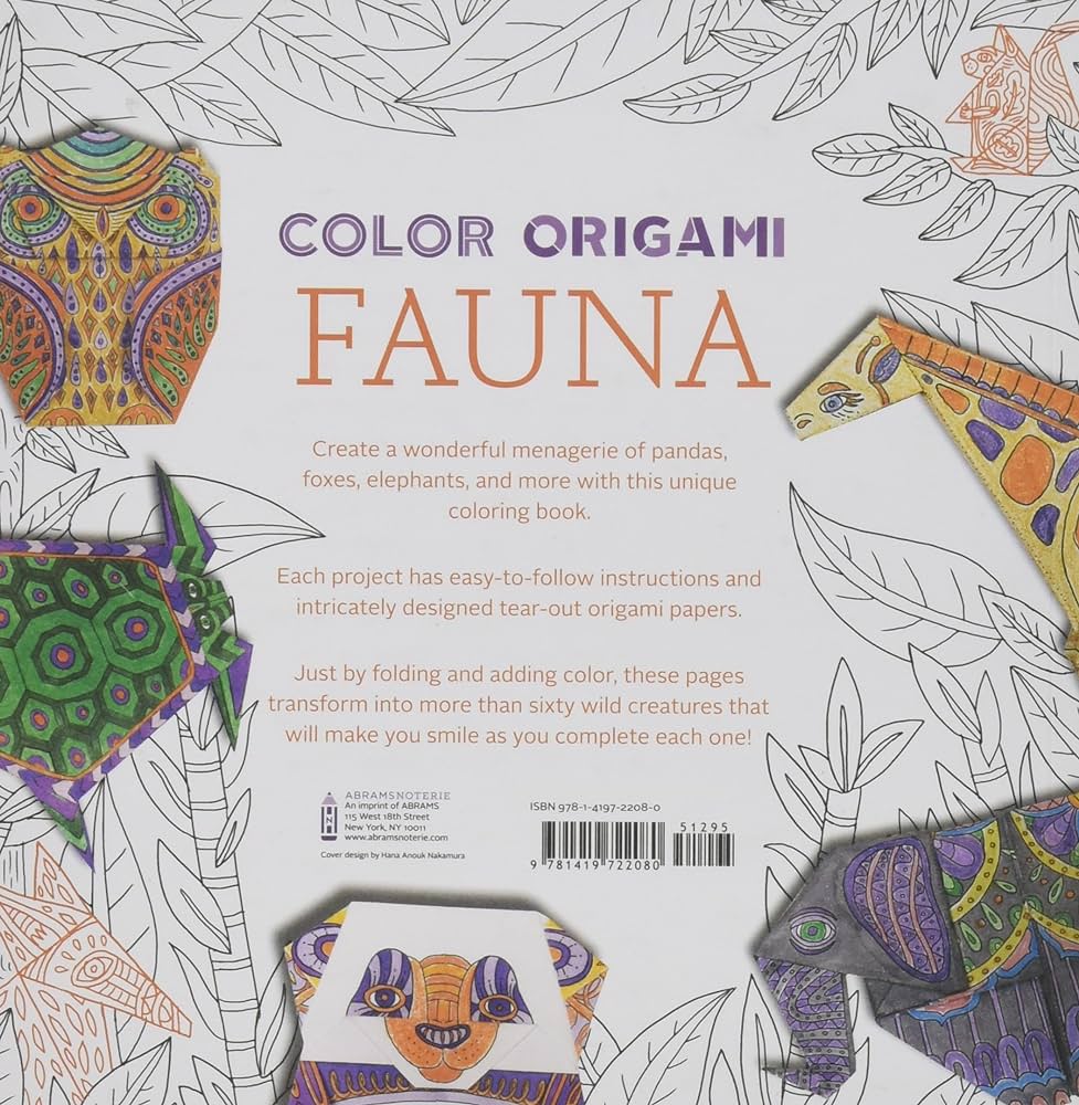 Color origami fauna adult coloring book animals and birds to color and fold abrams noterie kirschenbaum marc keegan caitlin books