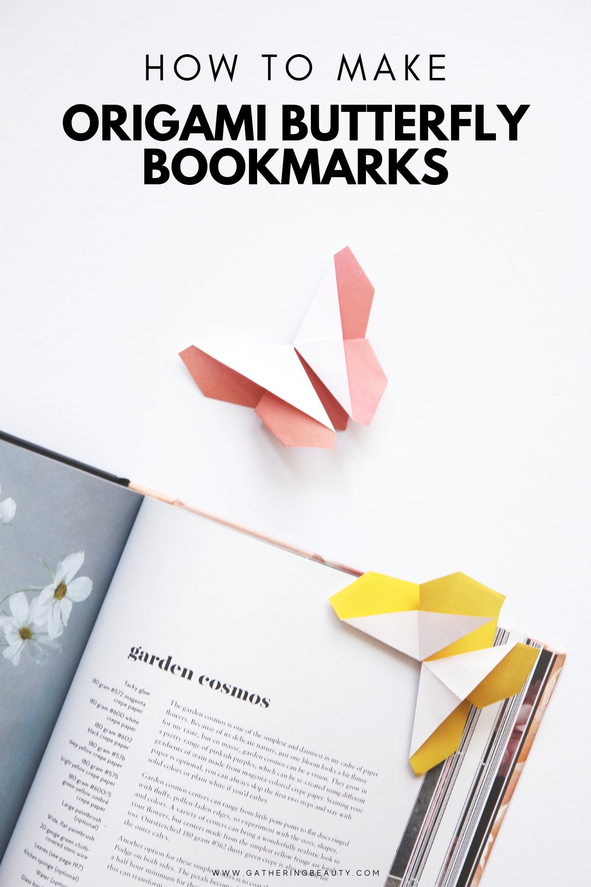 How to make origami butterfly bookmark â gathering beauty