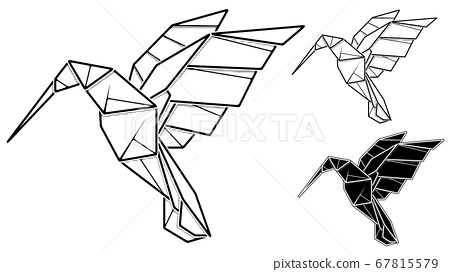 Image of paper origami of humming bird colibri