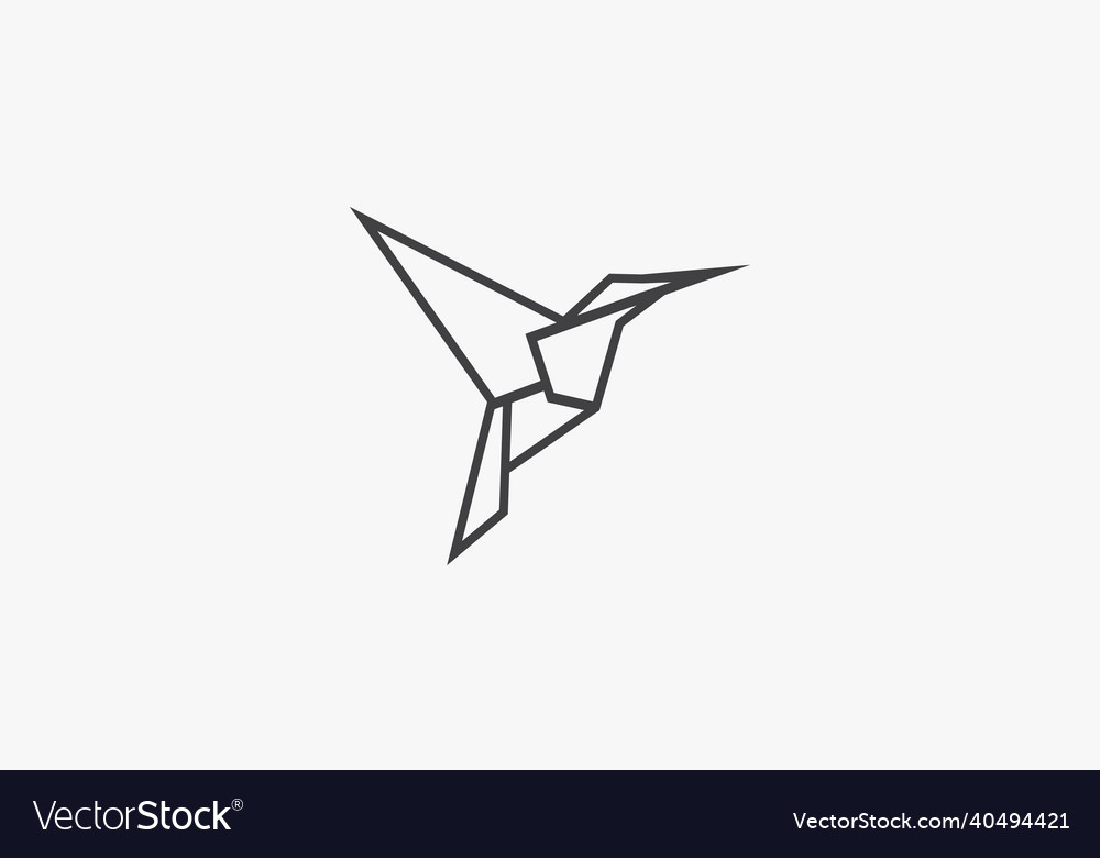 Line icon paper origami hummingbird isolated vector image