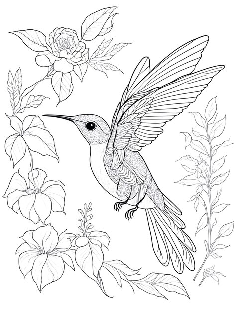Page hummingbird line drawing images