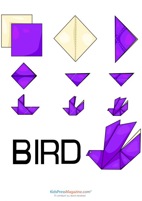 Coloring page origami easy origami design origami bird