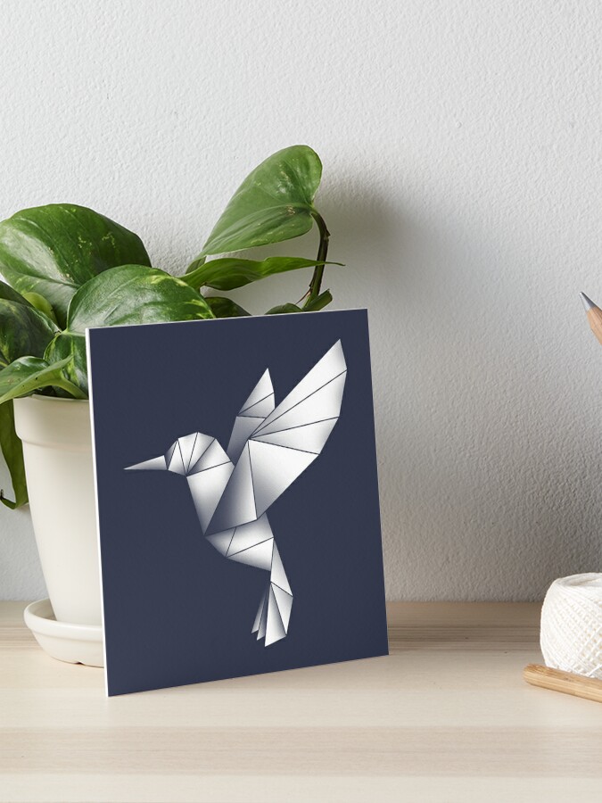Origami hummingbird art board print by rakelittle