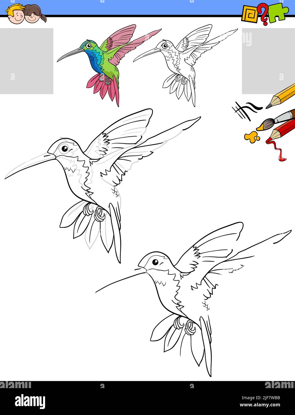 Hummingbird cartoon vector illustration hi