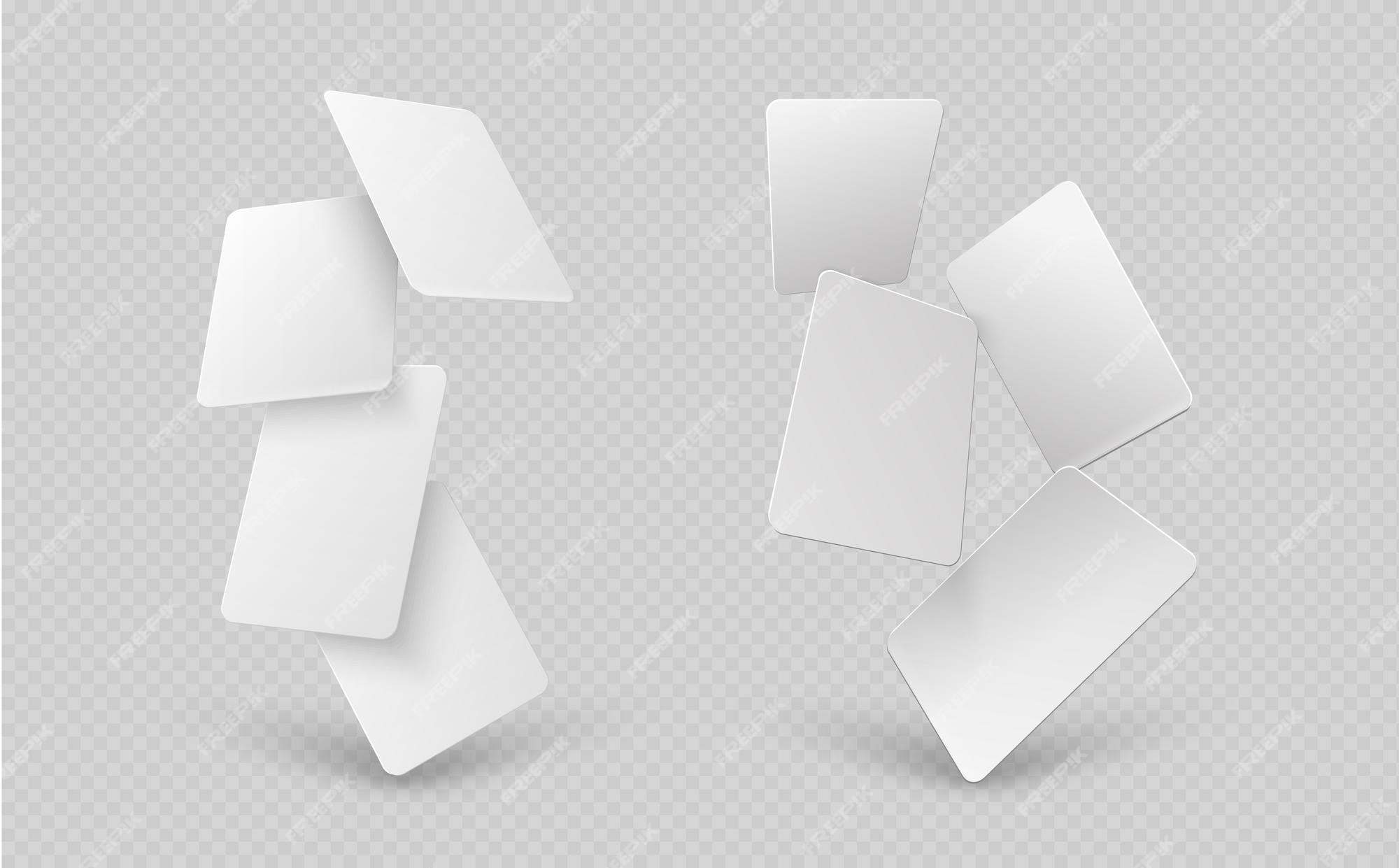 Premium vector falling paper cards white business card d mock up empty gift vouchers blank flying corporate identity banners realistic sheets vector templates