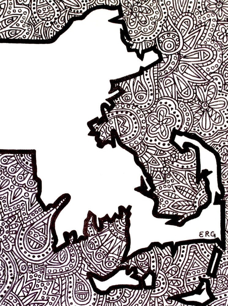 Map of massachusetts canvas black white the blank canvas pany