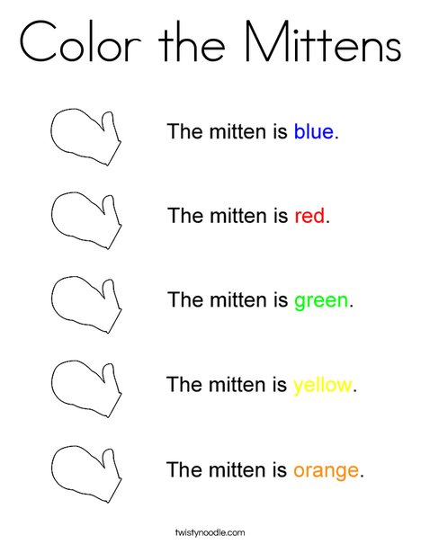 Color the mittens coloring page