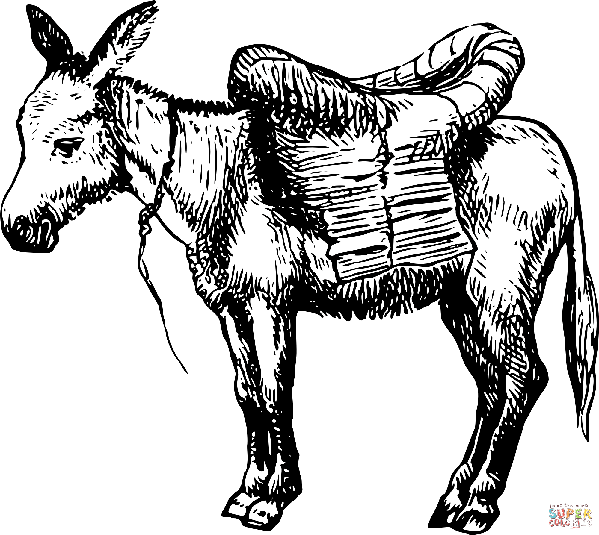 Vintage donkey coloring page free printable coloring pages