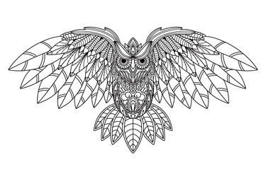 Owl mandala coloring flowers vector images