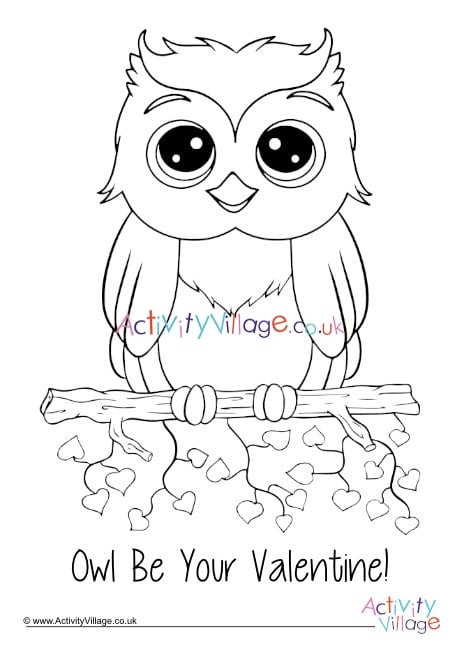 Owl be your valentine louring page