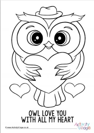 Owl valentine louring page