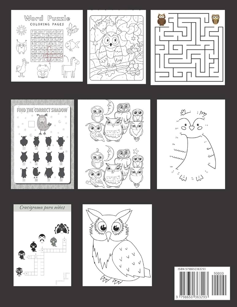 Active owl never sleeps owl activity book for kids a fun workbook and game for kids learning owls coloring birds dot to dot mazes word search and more press house sei