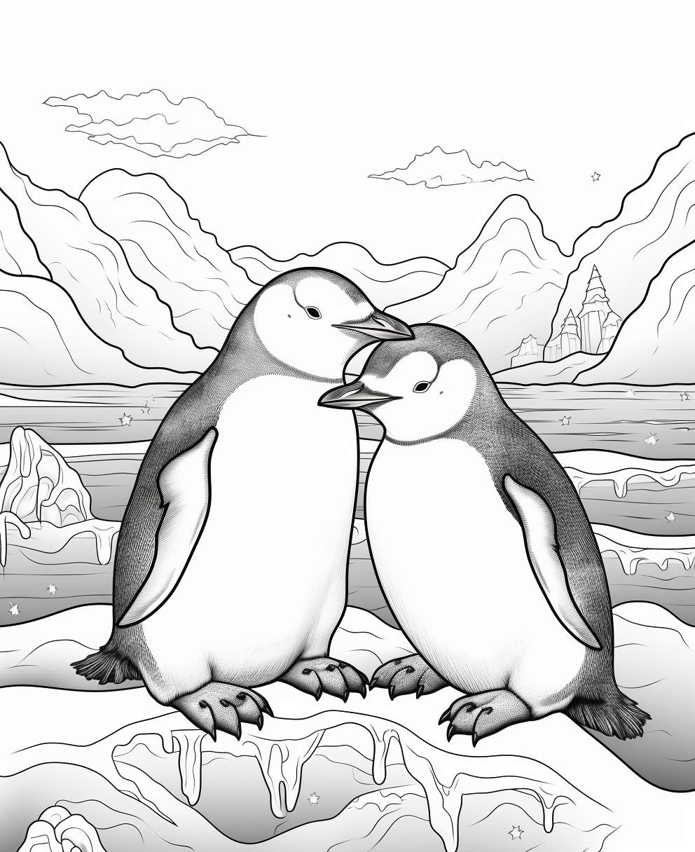 Penguin coloring book for children coloring pages