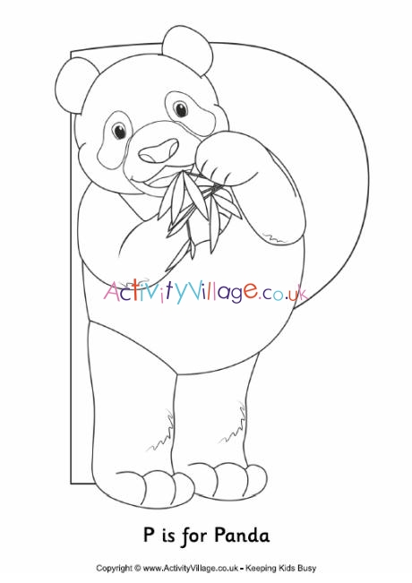 P is for panda louring page