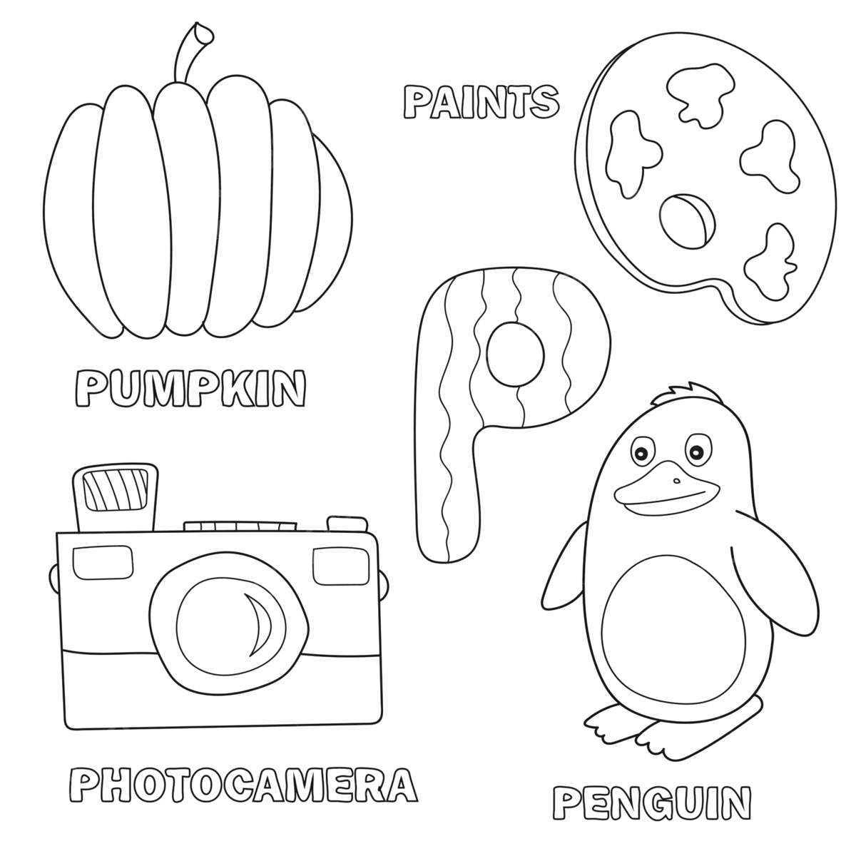 Outlined clip arts for coloring the letter p in a fun alphabet book for kids vector kids penguin worksheet png and vector with transparent background for free download