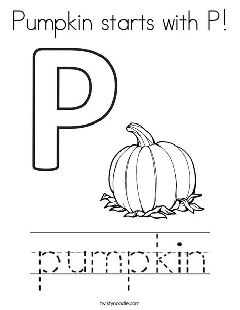 Pumpkin starts with p coloring page