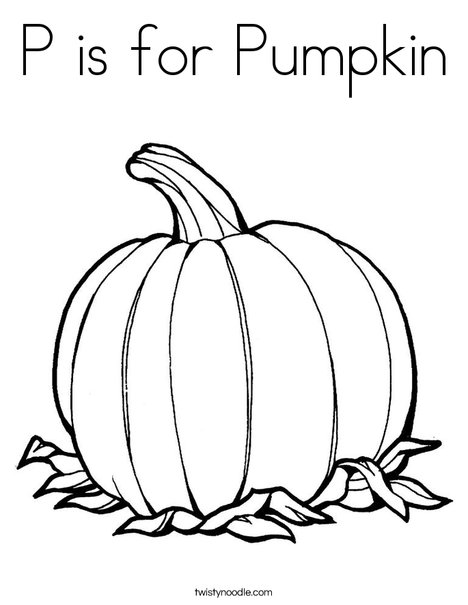 P is for pumpkin coloring page