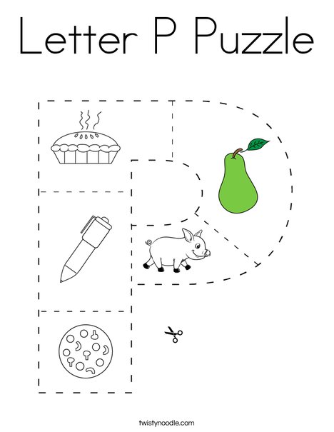 Letter p puzzle coloring page