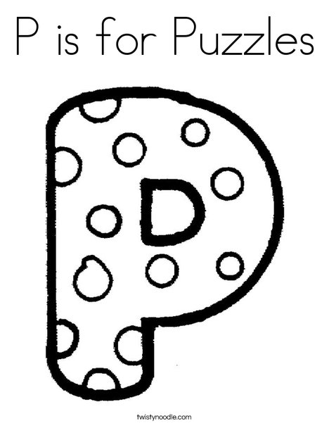P is for puzzles coloring page