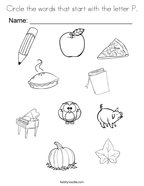 Letter p coloring pages