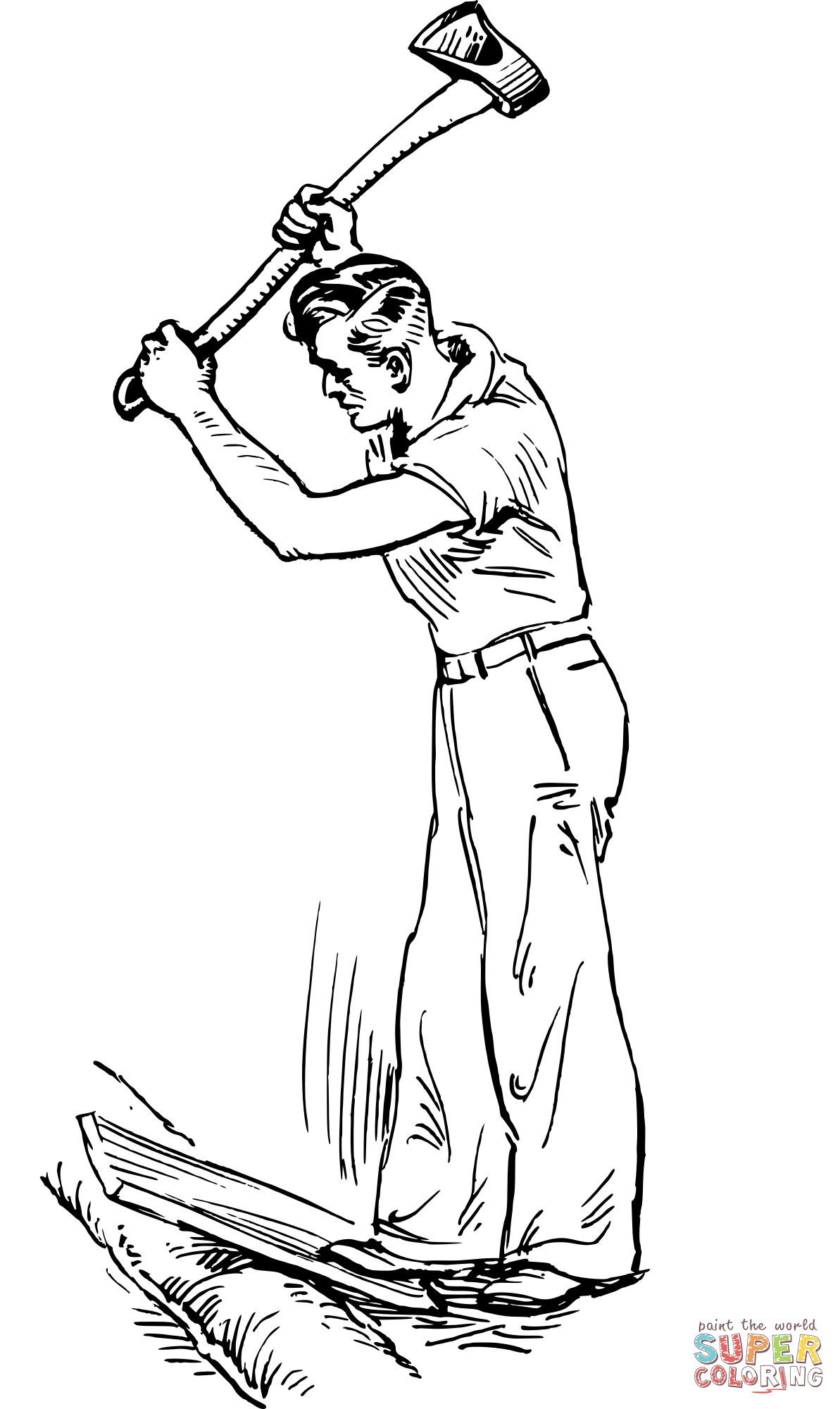Vintage man with axe coloring page free printable coloring pages