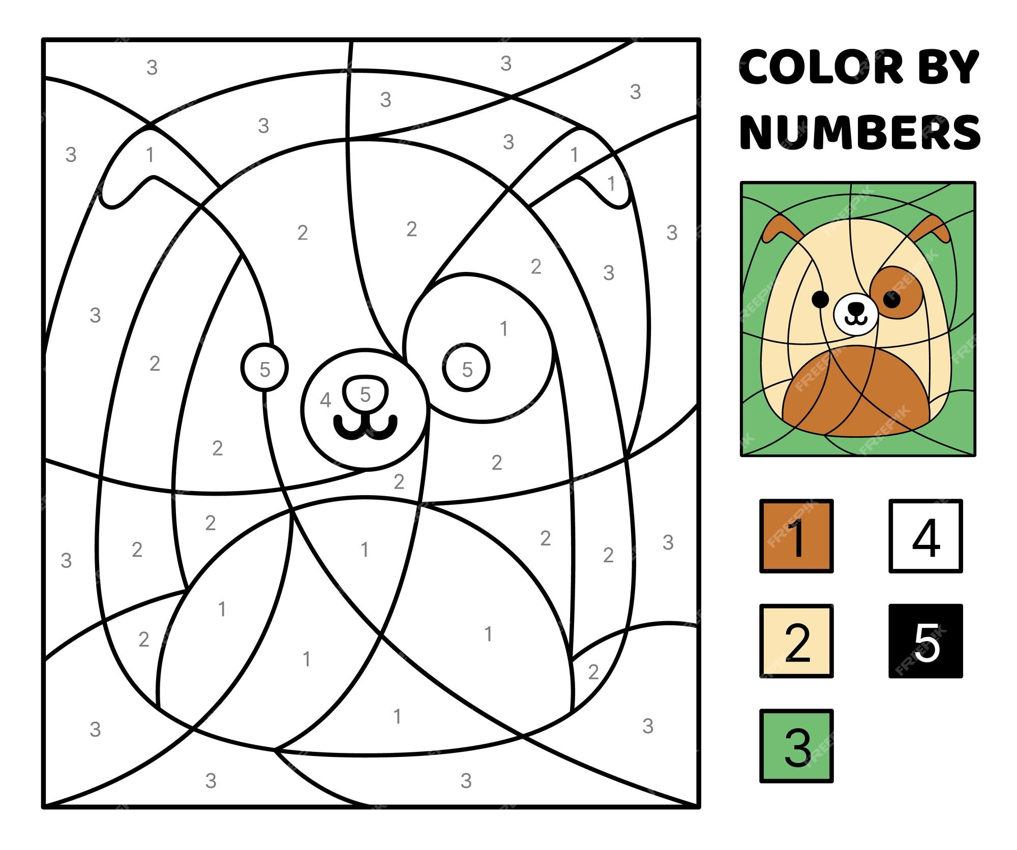 Premium vector dog color by number squishmallow coloring page game for kids kawaii cartoon vector