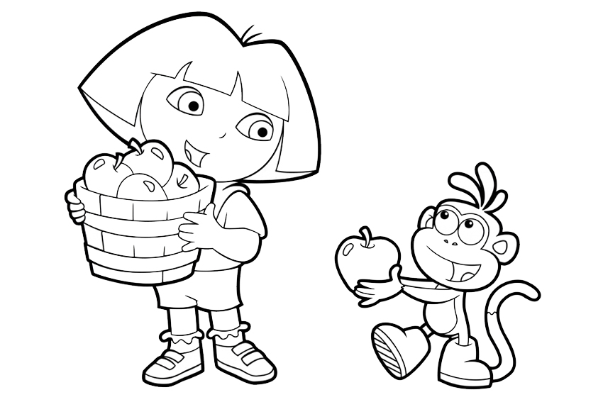 Dora coloring pages overview with all kind of free dora sheets