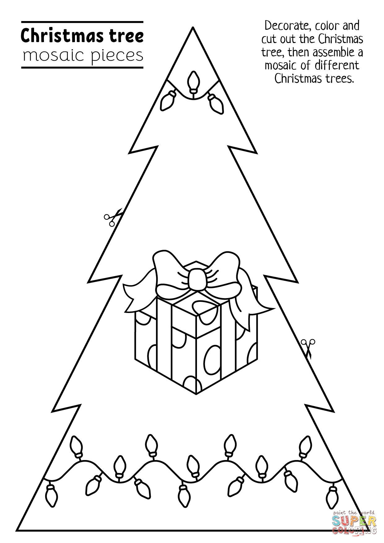 Tessellation christmas tree piece coloring page free printable coloring pages