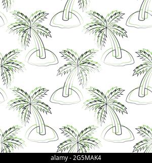 Island with palm tree outline drawing vector illustration eps stock vector image art