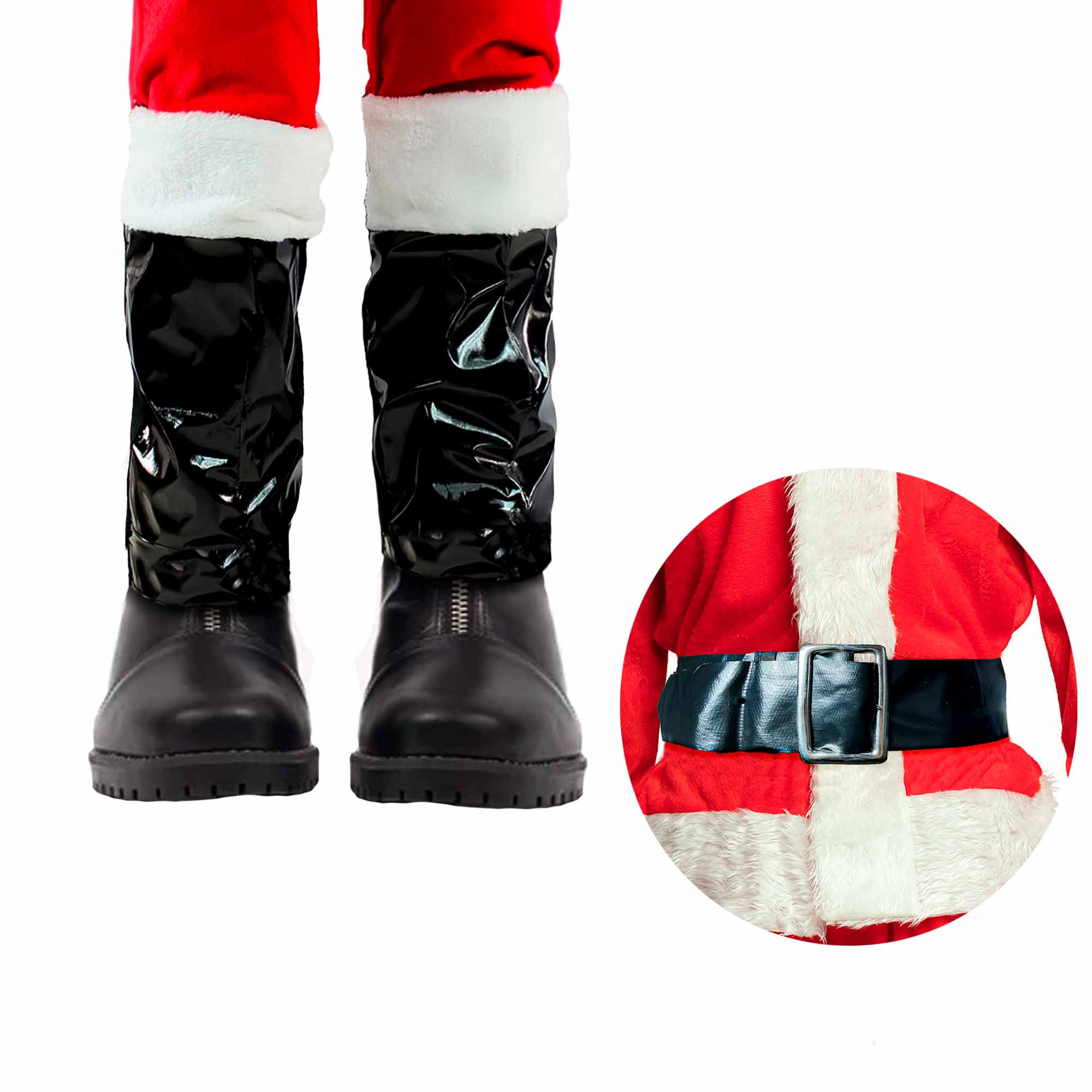 Kit de papai noel adulto masculino soe bota e cinto