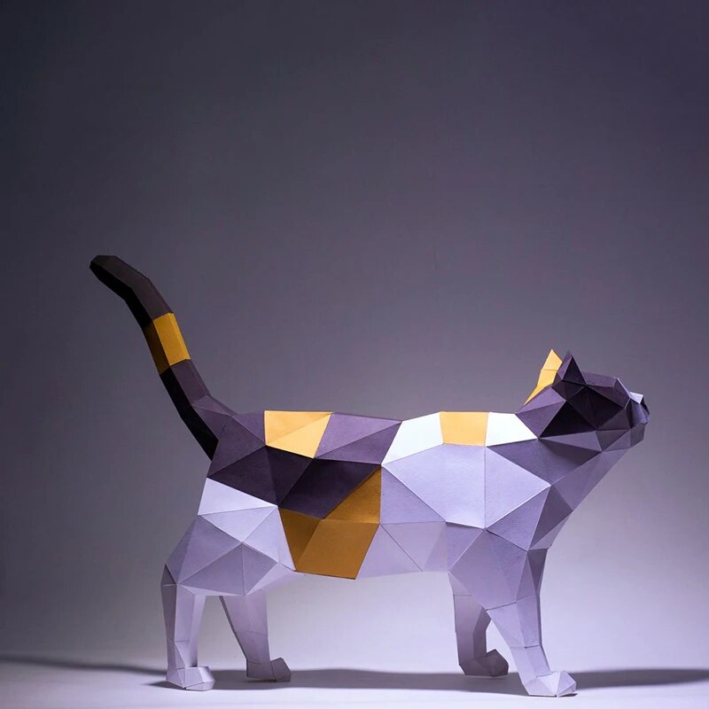 C cat anial paper odel hoe decor desk decoration corridor staircase ornaents papercraft d diy puzzles hand ade toys