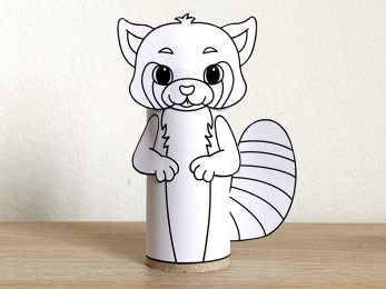 Red panda toilet paper roll printable coloring craft kids